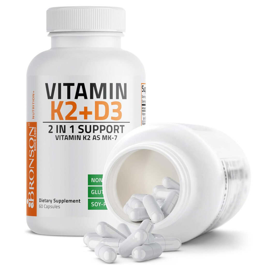 ویتامین D3+K2 برند Bronson آمریکایی 1 ویتامین D3+K2 برند Branson آمریکایی 60 تایی